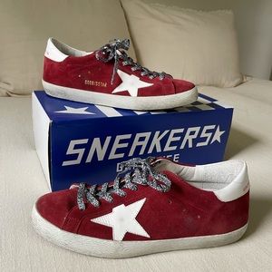 Golden Goose Unisex Superstar animal print laces suede sneakers size 40